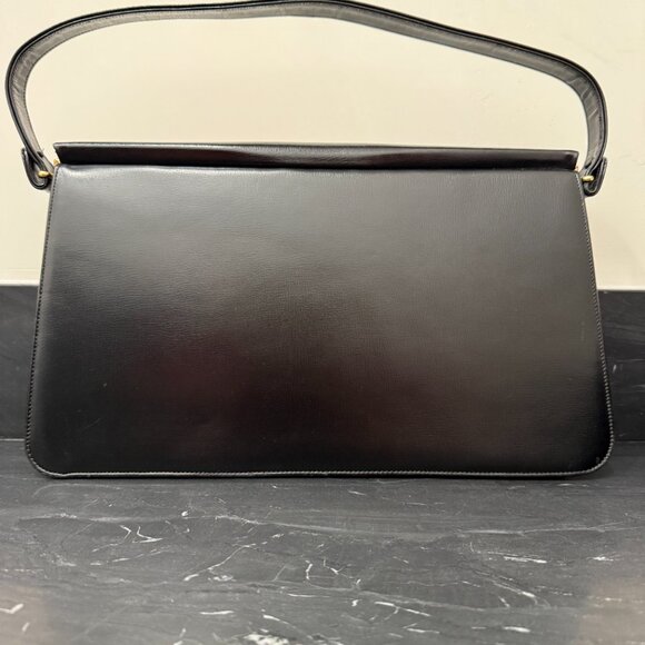 1950's Susan Gail Black Leather Handbag with gold tone hardware - Picture 3 of 16